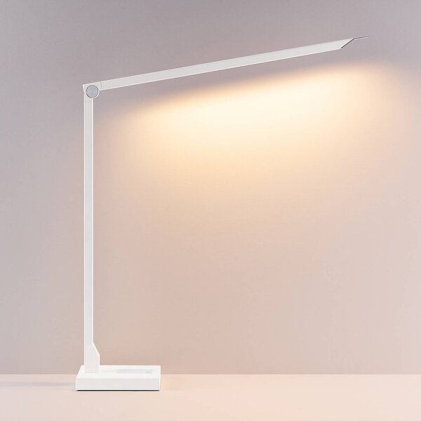 Molto Luce LED stolní lampa FLOYD ACCU, bílá, 55 cm, stmívatelné, stmívatelný, Bílá / opál, Pracovna / kancelář, Hliník, Moderní