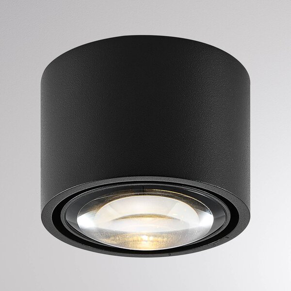 Molto Luce Venkovní stropní svítidlo MAG MINI, černé, Ø 9 cm, stmívatelné, IP44, stmívatelný, Černá, Koupelna, Hliník, Moderní