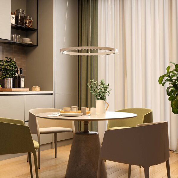 Molto Luce Závěsné světlo PERFORA PRO M, Ø 66 cm, bílá, DALI, směřující, stmívatelný, Bílá / opál, Obývací pokoj / jídelna, Hliník, Moderní