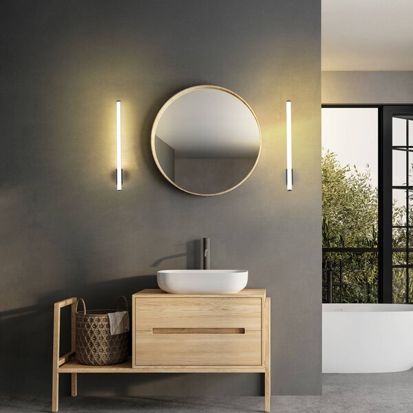 Molto Luce LED nástěnné světlo VINA UP M, černé, výška 60 cm, IP44,, Černá, Koupelna, Hliník, Moderní
