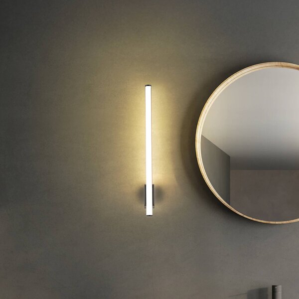 Molto Luce LED nástěnné světlo VINA UP M, černé, výška 60 cm, IP44,, Černá, Koupelna, Hliník, Moderní