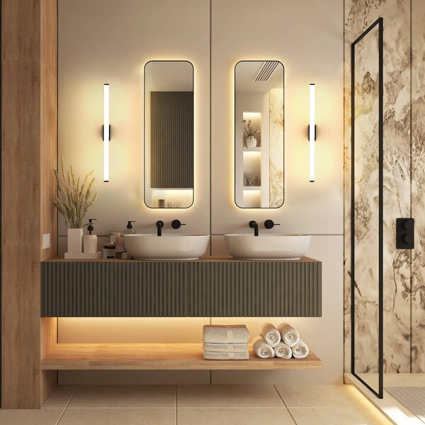 Molto Luce LED nástěnné světlo VINA S, černé, šířka 40 cm, IP44,, Černá, Koupelna, Hliník, Moderní