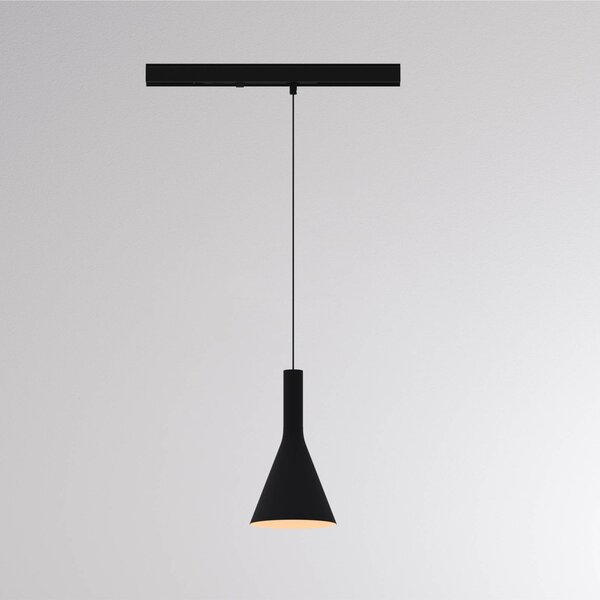 Molto Luce LED závěsné svítidlo na lištu LORA I, černé, Ø 15 cm, 40°, 3fázové, Černá, Obývací pokoj / jídelna, kov, Moderní