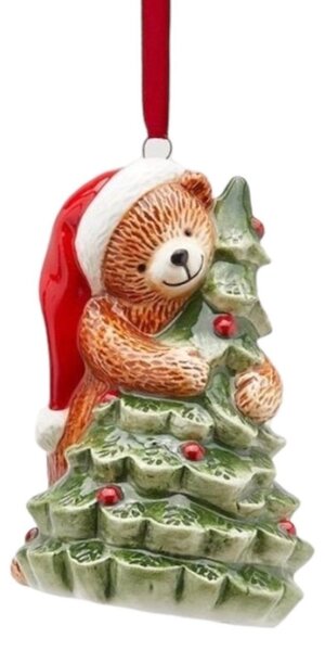 Dům Vánoc Keramická ozdoba na stromeček Medvídek se stromkem 10 cm