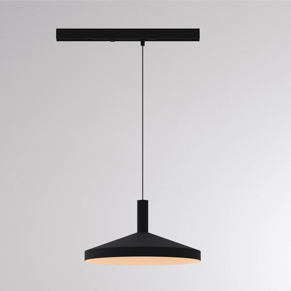 Molto Luce LED závěsné svítidlo na lištu LORA III, černé, Ø 36 cm, 40°, 3fázové, Černá, Obývací pokoj / jídelna, kov, Moderní