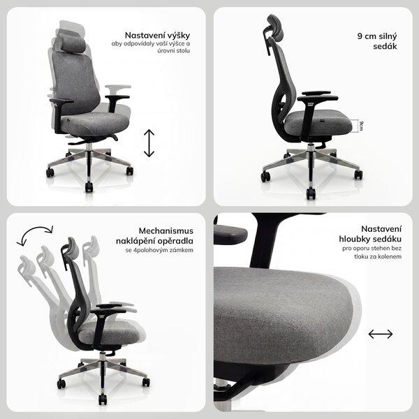 Ergonomická kancelářská židle tmavě šedá AXIS