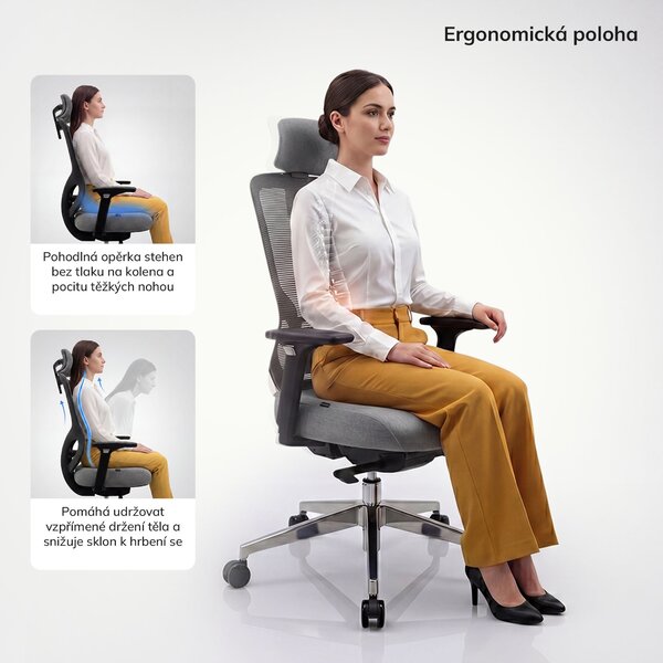 Ergonomická kancelářská židle se síťovinou tmavě šedá AXIS