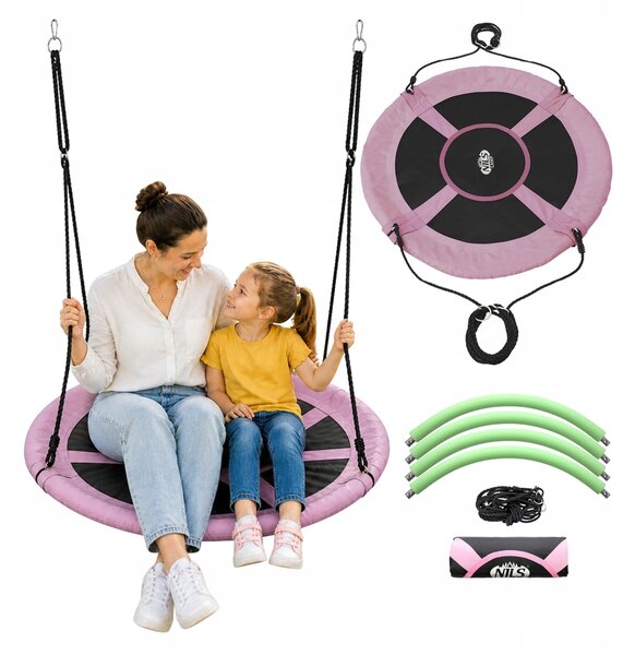 Zahradní houpačka NILS CAMP Hnízdo čápů 100 cm NB5031 růžová