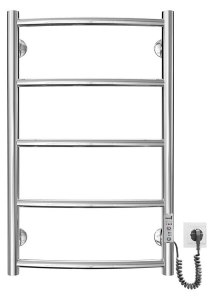 Koupelnový žebříkový radiátor CLASSIC 60W/230V 66x43 cm nerez/lesklý chrom pravá