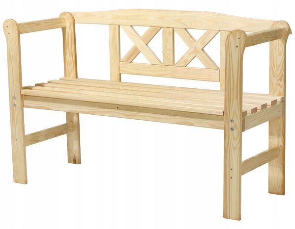 Zahradní lavička Kadax dřevěná s opěradlem, hnědá, 119 cm