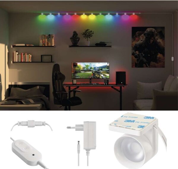 EMOS GoSmart LED bodové svítidlo – řetěz 255 cm, 12 dílů, 7 W, RGBIC+CCT, stmívatelné, WiFi 1555015000