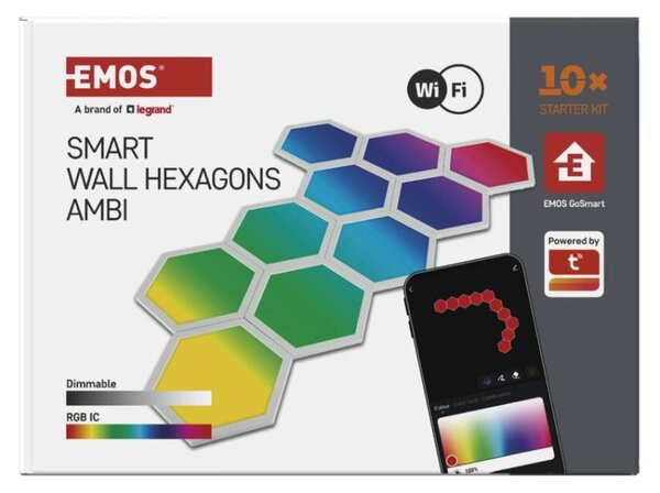 EMOS GoSmart LED svítidlo Hexagon, 10 dílů, 19 W, RGB, stmívatelné, WiFi 1555022000