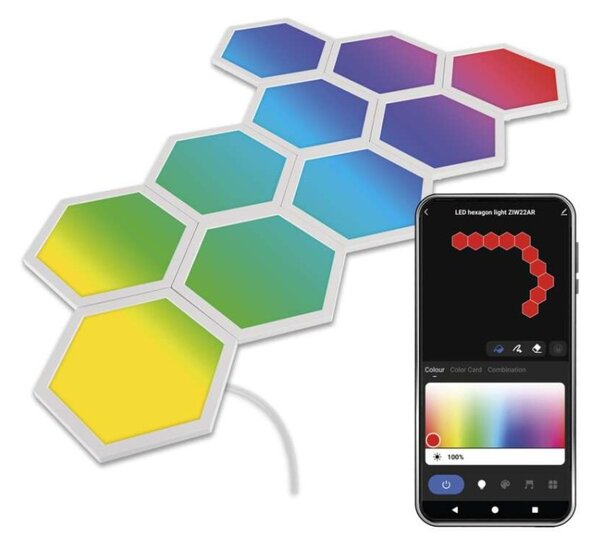 EMOS GoSmart LED svítidlo Hexagon, 10 dílů, 19 W, RGB, stmívatelné, WiFi 1555022000