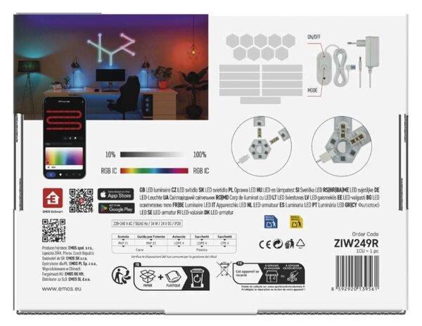 EMOS GoSmart LED svítidlo Lines bílé, 9 dílů, 34 W, RGB, stmívatelné, WiFi 1555249000