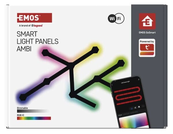 EMOS GoSmart LED svítidlo Lines černé, 9 dílů, 34 W, RGB, stmívatelné, WiFi 1555269000