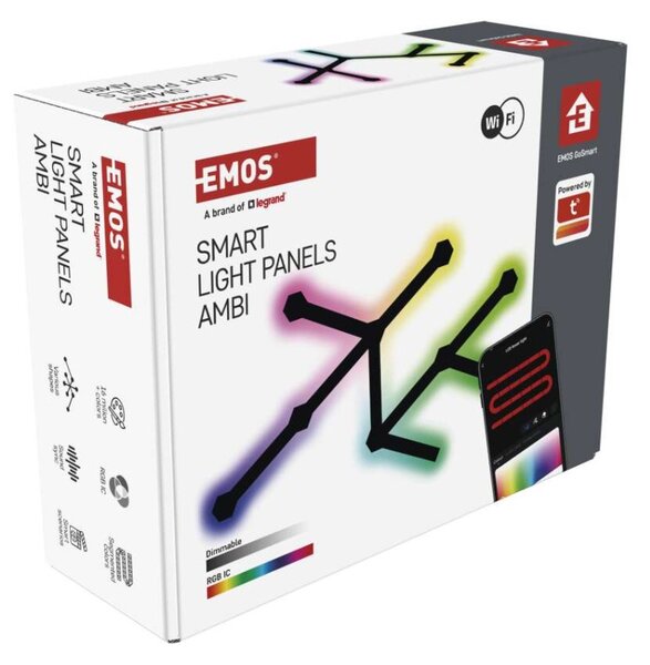 EMOS GoSmart LED svítidlo Lines černé, 9 dílů, 34 W, RGB, stmívatelné, WiFi 1555269000