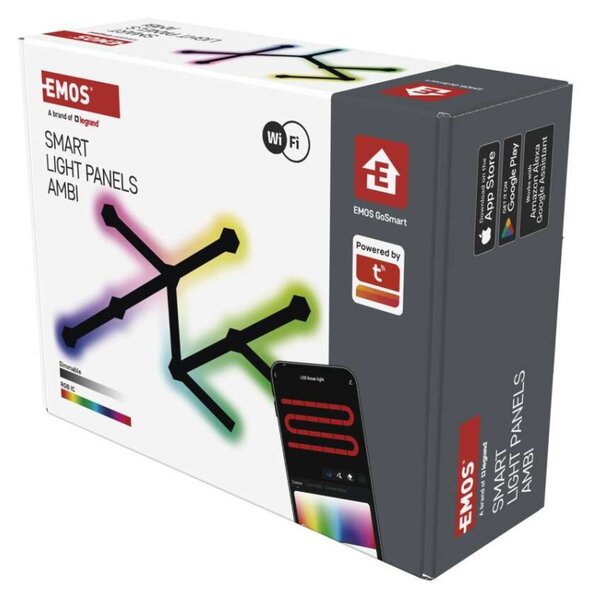 EMOS GoSmart LED svítidlo Lines černé, 9 dílů, 34 W, RGB, stmívatelné, WiFi 1555269000