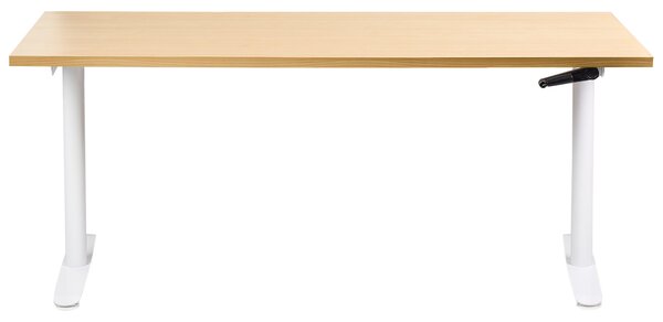 Manuálně výškově nastavitelný pracovní stůl DESTINAS Světle hnědá/Bílá 160 cm 72 cm