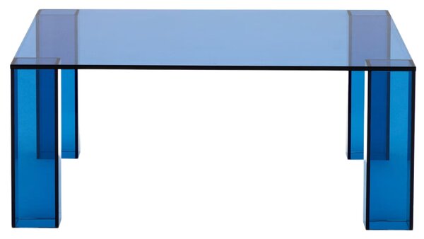 Modrý skleněný konferenční stolek Kave Home Adularia 85 x 85 cm