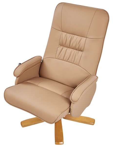 Masážní křeslo RELAXPRO s podnožkou Umělá kůže Světle hnědá