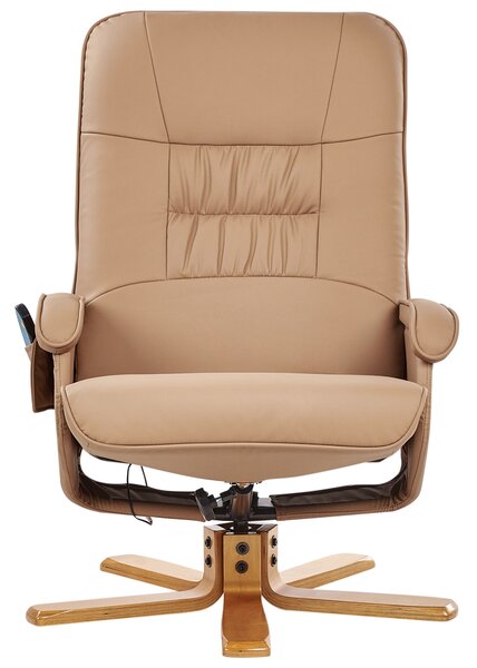 Masážní křeslo RELAXPRO s podnožkou Umělá kůže Světle hnědá