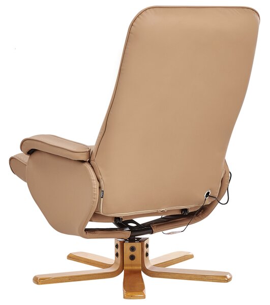 Masážní křeslo RELAXPRO s podnožkou Umělá kůže Světle hnědá