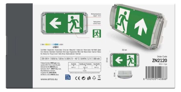 EMOS LED Nouzové svítidlo NESSI 3W 3h IP66, autotest 1548212000