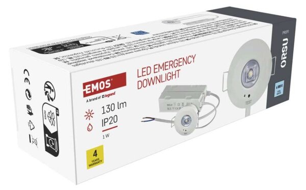 EMOS Nouzové svítidlo ORSU 1W 130lm 3h MT 1548133000