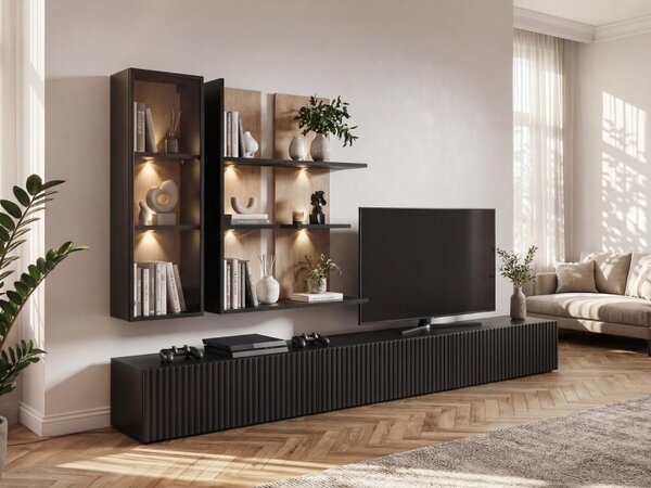 Obývací stěna Zowix, Barva: černá / dub viking 5903211529764