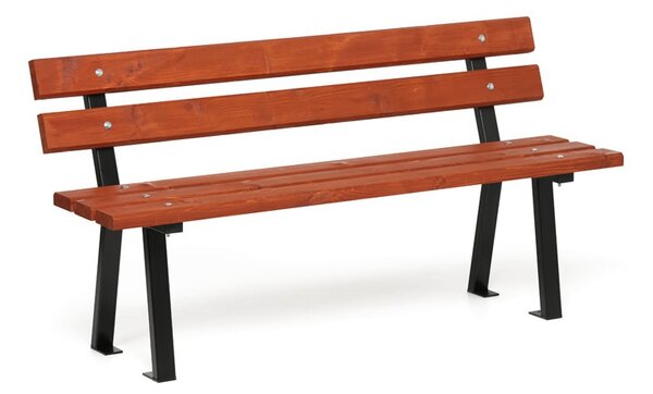 Venkovní lavička WOODY s opěradlem, 1500 mm, mahagon tmavý