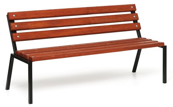 Venkovní lavička STACK, stohovatelná, s opěradlem, 1500 mm, mahagon tmavý