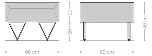 DELIFE Konferenční stolek Kayu 60x60 cm akácie přírodní 2 zásuvky podnož ve tvaru V nerezová ocel