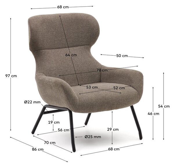 Hnědé křeslo Belina – Kave Home