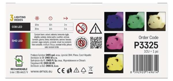 EMOS LED noční světlo medvěd P3325, nabíjecí 1460000000