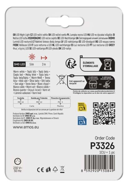 EMOS LED noční světlo P3326 do zásuvky 1456000210
