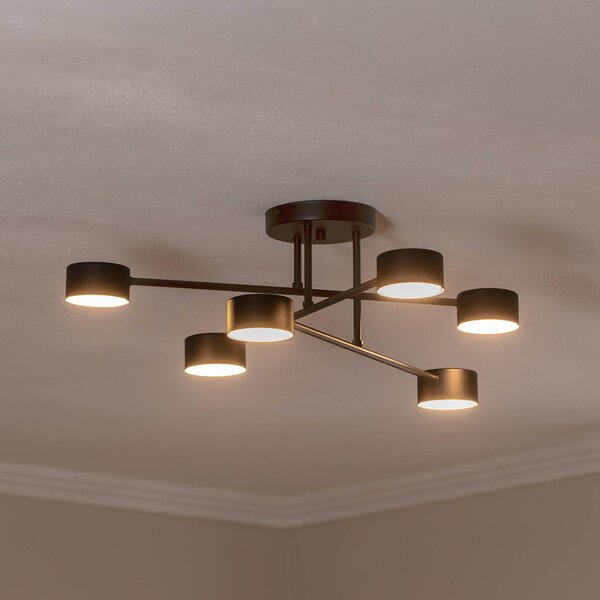 EMIBIG LIGHTING Stropní světlo Modus 6, ocel, šestilampové, GX53, černé, stmívatelný, Černá, Obývací pokoj / jídelna, kov, Moderní