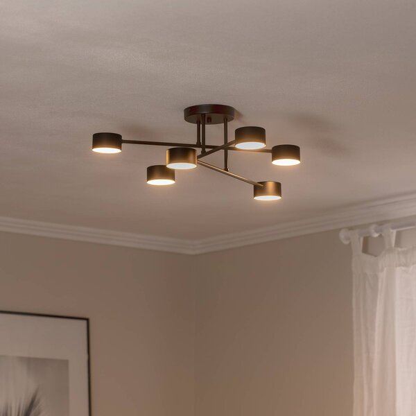 EMIBIG LIGHTING Stropní světlo Modus 6, ocel, šestilampové, GX53, černé, stmívatelný, Černá, Obývací pokoj / jídelna, kov, Moderní