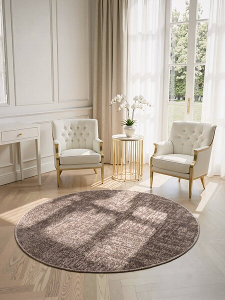 ELLE Decoration, Kusový koberec Brilliance Prisma 106312 Beige z kolekce Elle kruh, 160x160 (průměr) kruh, hnědá, ložnice