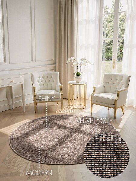 ELLE Decoration, Kusový koberec Brilliance Prisma 106312 Beige z kolekce Elle kruh, 160x160 (průměr) kruh, hnědá, ložnice