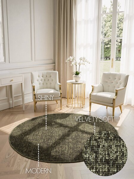 ELLE Decoration, Kusový koberec Brilliance Prisma 106313 Green z kolekce Elle kruh, 160x160 (průměr) kruh, zelená, ložnice