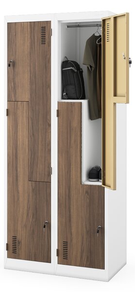 Šatní skříň typu L bílá / ořech: Eco Design JULIA, 800 x 1850 x 450 mm