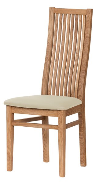 Dubová olejovaná židle Sandra s béžovou koženkou