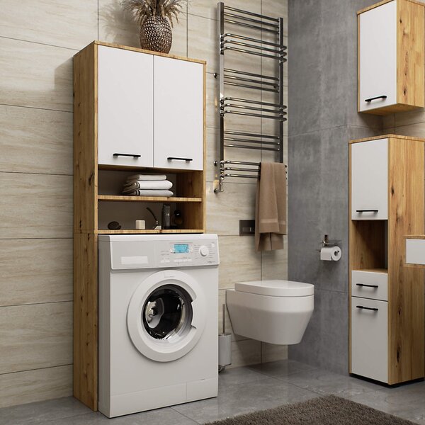 Ak furniture Koupelnová skříňka nad pračku FIN dub artisan/bílá