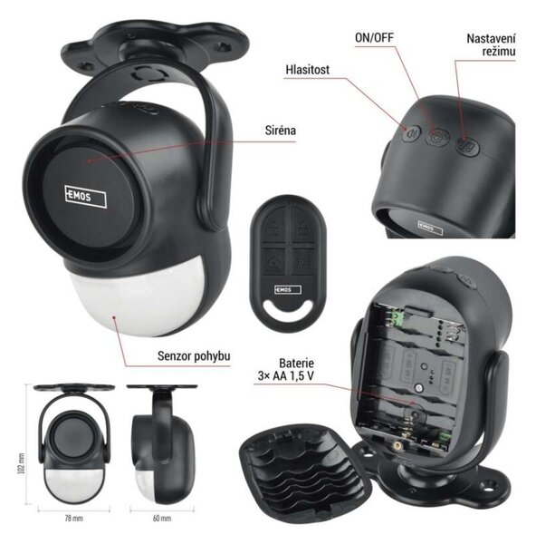 EMOS Alarm s pohybovým čidlem EM‑125L PROTECTOR 3081000010
