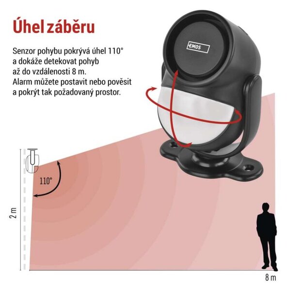 EMOS Alarm s pohybovým čidlem EM‑125L PROTECTOR 3081000010