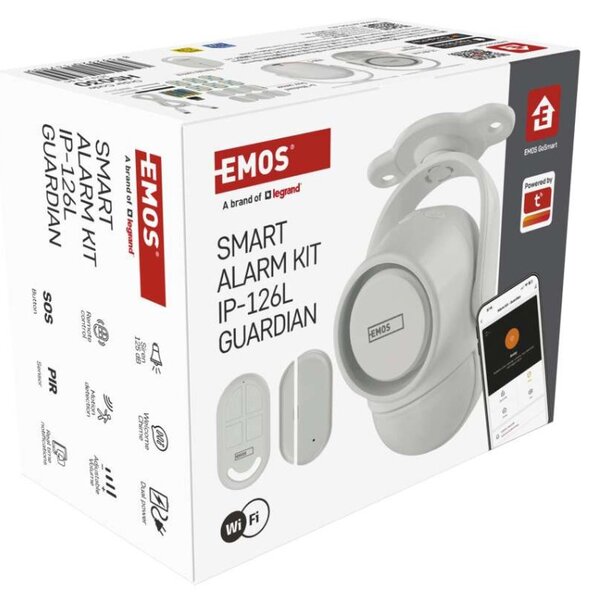 EMOS GoSmart alarm IP‑1256L GUARDIAN s pohybovým čidlem, 6× dveřní/okenní senzor, WiFi 3069050300
