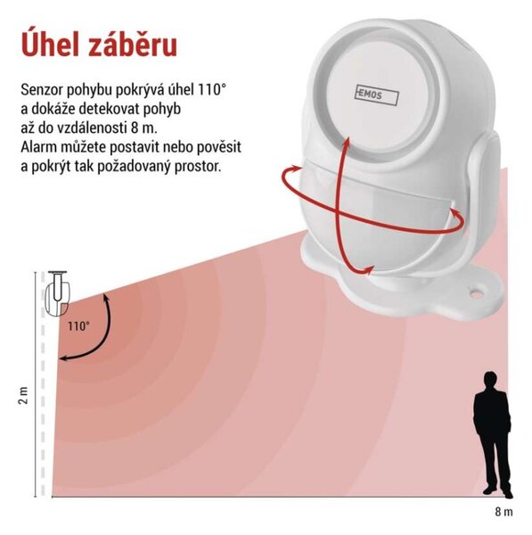 EMOS GoSmart alarm IP‑1256L GUARDIAN s pohybovým čidlem, 6× dveřní/okenní senzor, WiFi 3069050300