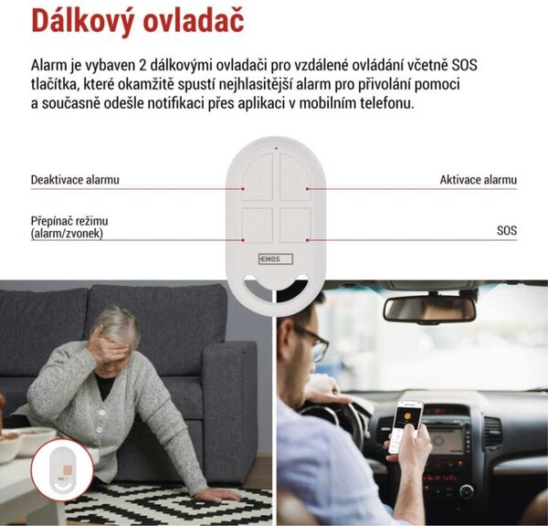 EMOS GoSmart alarm IP‑1256L GUARDIAN s pohybovým čidlem, 6× dveřní/okenní senzor, WiFi 3069050300