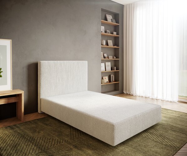 DELIFE Boxspring postel Dream-Well 120x200 cm bouclé krémová bílá