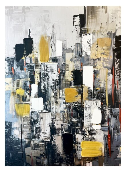 Obraz s ručně malovanými prvky na plátně 70x100 cm Cityscape – Styler